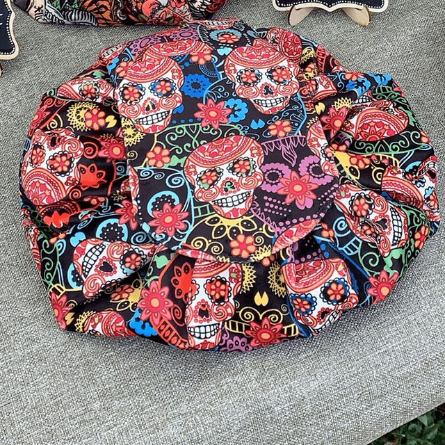 Handmade "Carnival skulls" folding make up bag