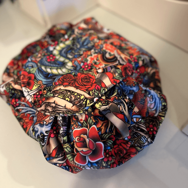 Handmade "Old school tattoo" folding make up bag