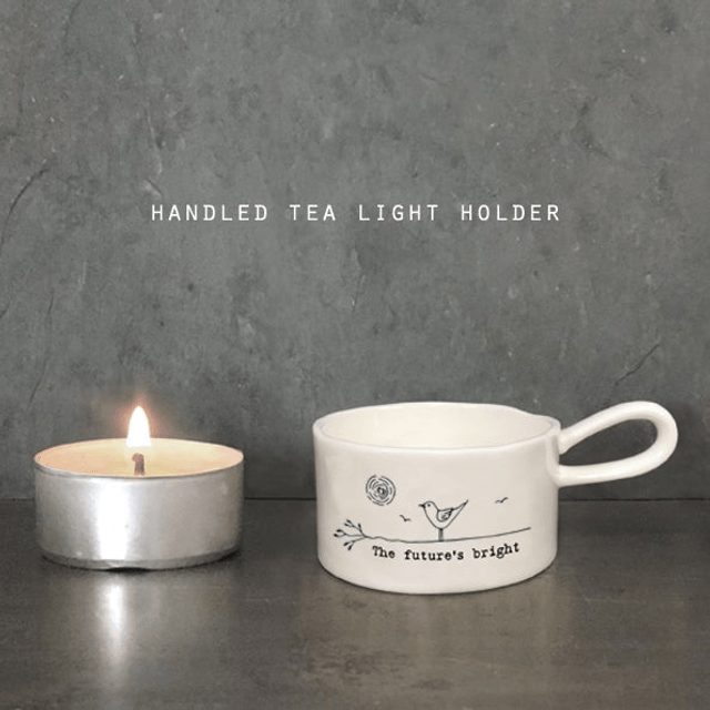 “The futures bright” handled tealight holder