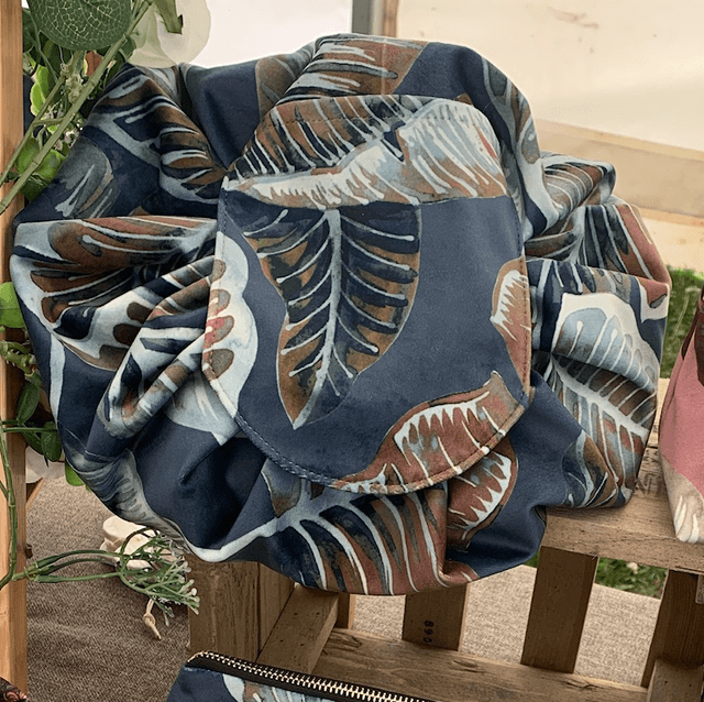 Handmade "Botanical blue" folding make up bag
