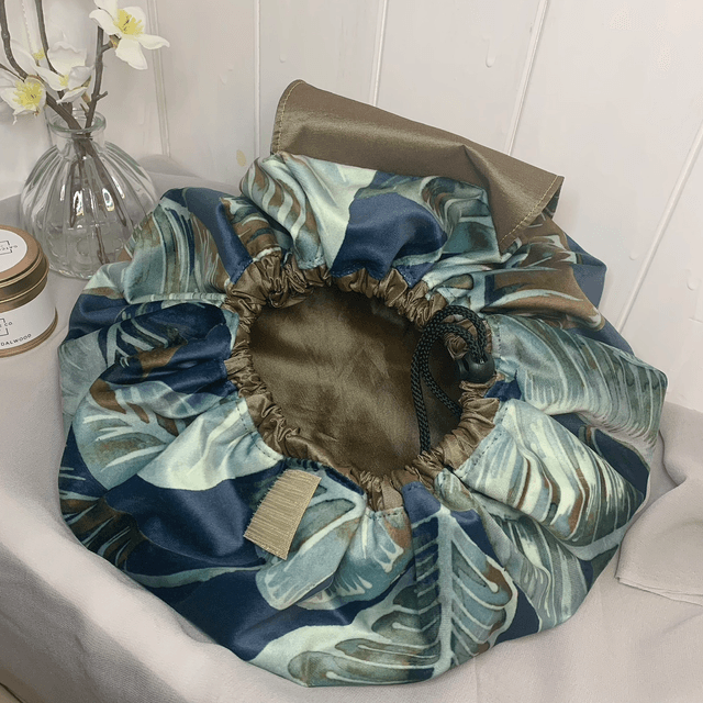 Handmade "Botanical blue" folding make up bag