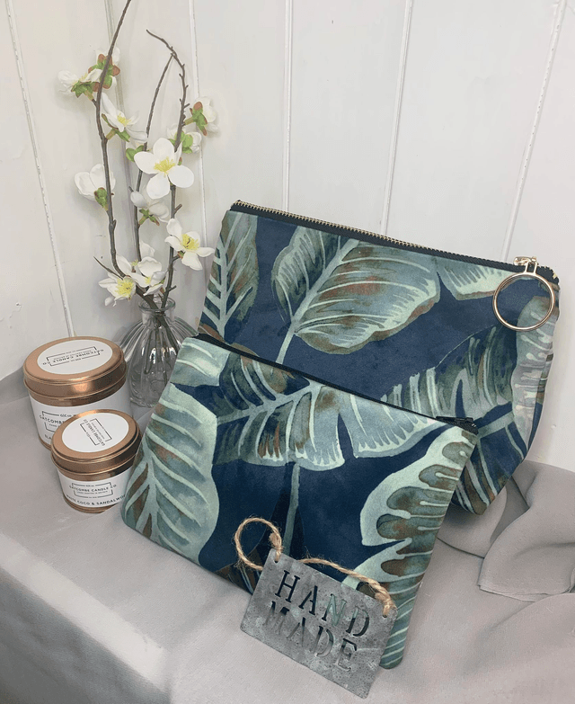 Handmade "Botanical blue" clutch bag