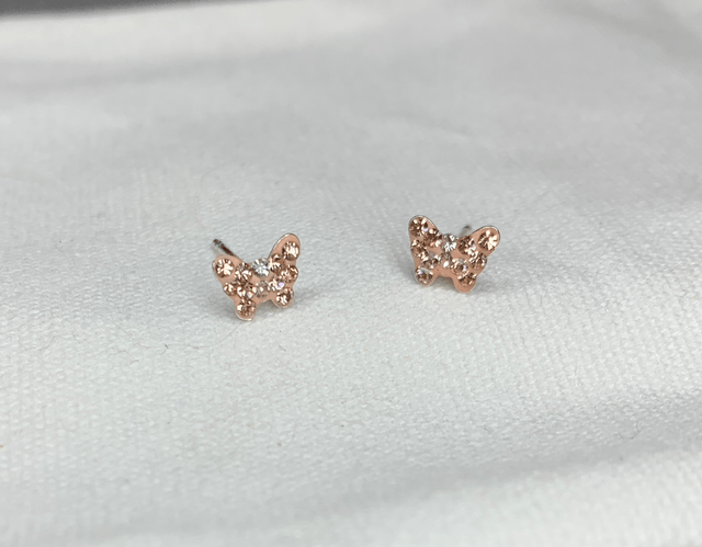 Sterling silver crystal butterfly studs