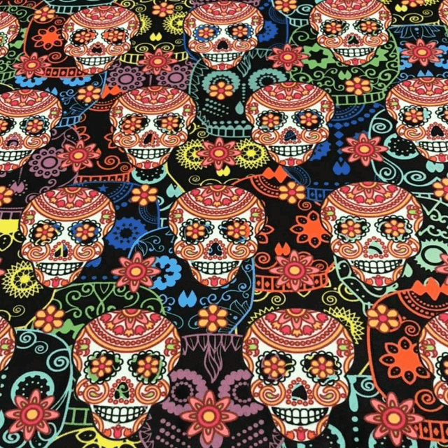 Handmade "Carnival skulls" folding make up bag