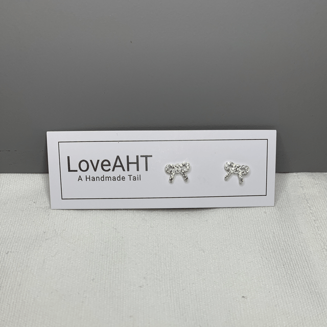Sterling silver crystal bow studs