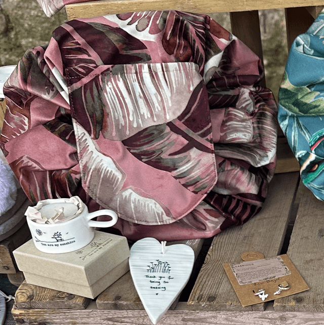 Handmade "Botanical blush" folding make up bag
