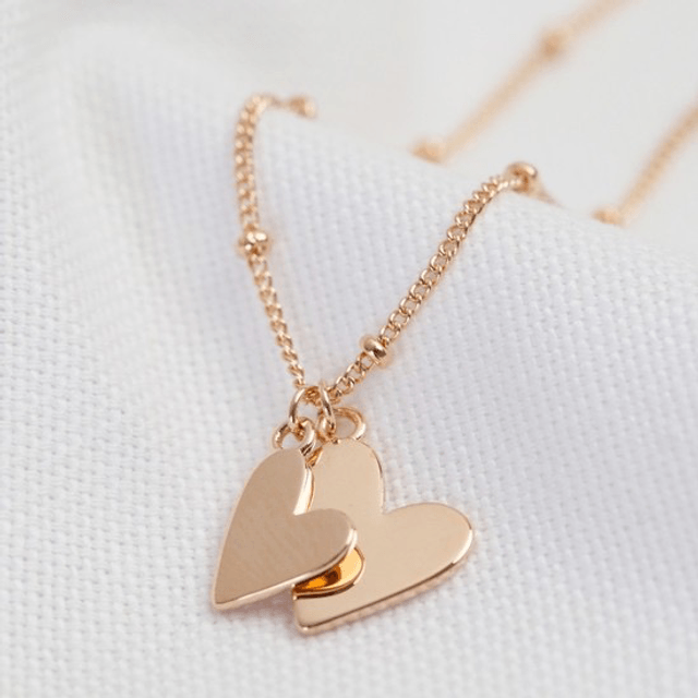 Lisa Angel Falling Double Hearts on satellite chain bracelet