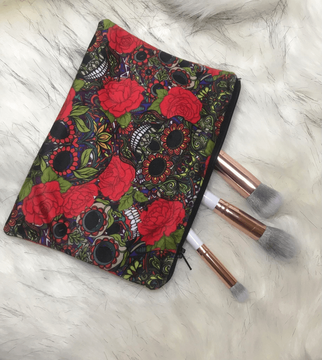 Handmade "Skulls & Roses" clutch bag