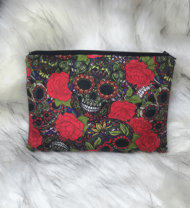 Handmade "Skulls & Roses" clutch bag
