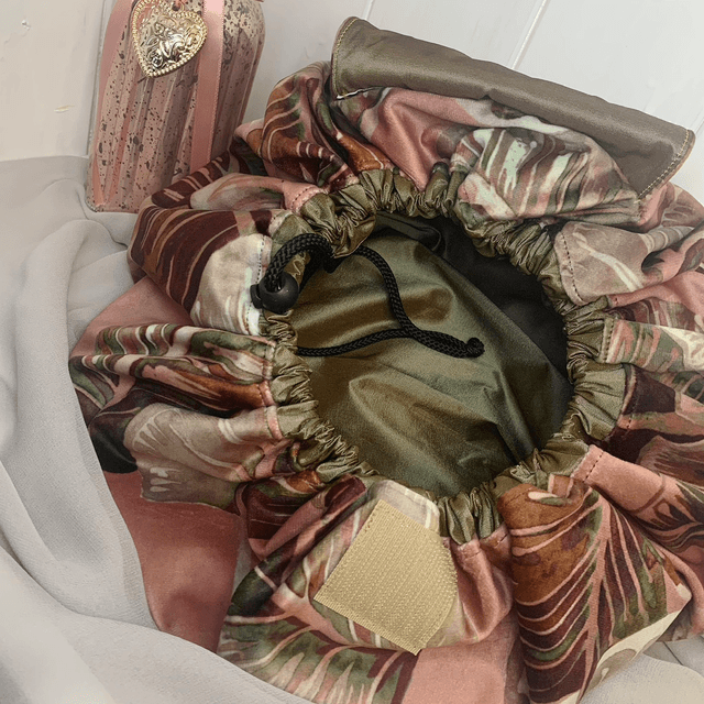 Handmade "Botanical blush" folding make up bag