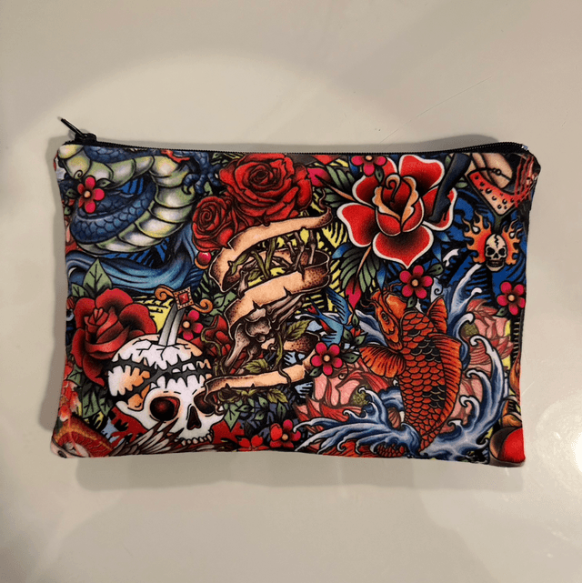 Handmade "Old school tattoo" clutch bag