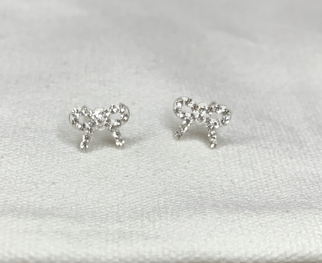 Sterling silver crystal bow studs