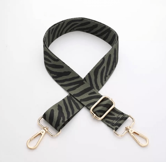 Animal print khaki & black bag strap