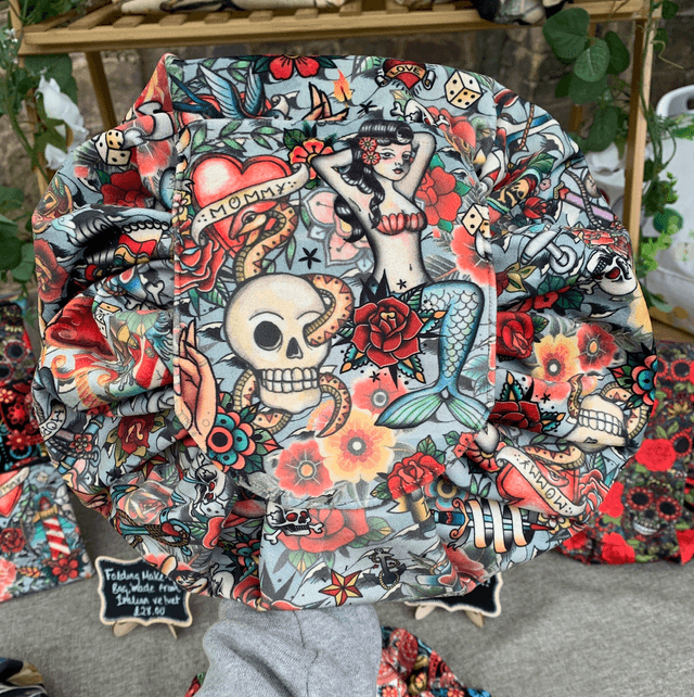 Handmade "Sea girl" folding make up bag