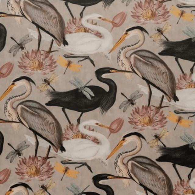 Handmade "Herald of herons" folding make up bag