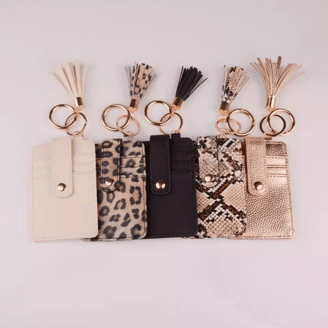 Card holder keyring purse rose gold