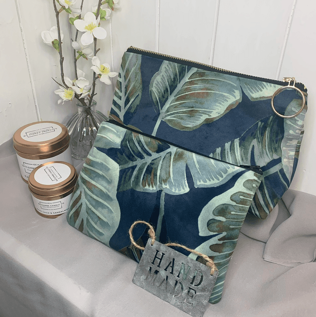 Handmade "Botanical blue" large bag