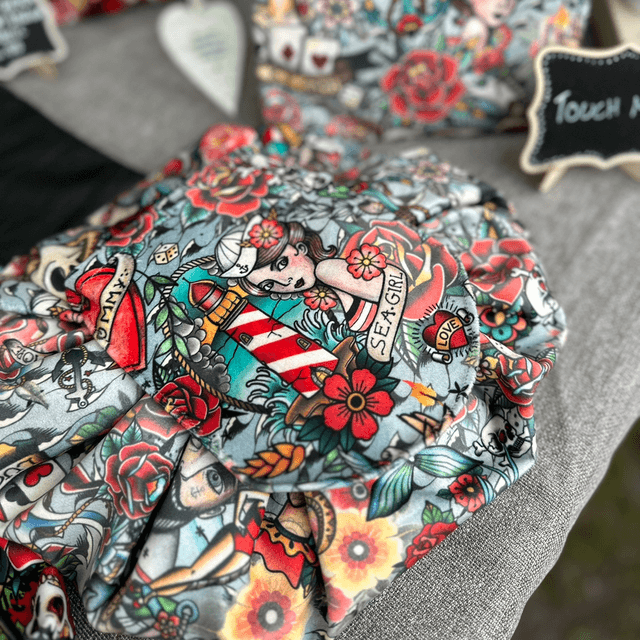 Handmade "Sea girl" folding make up bag
