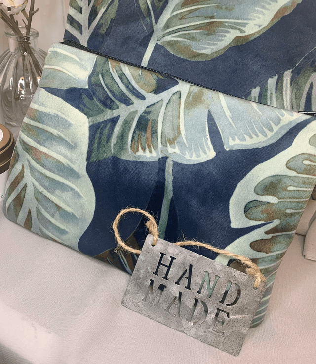 Handmade &quot;Botanical blue&quot; clutch bag