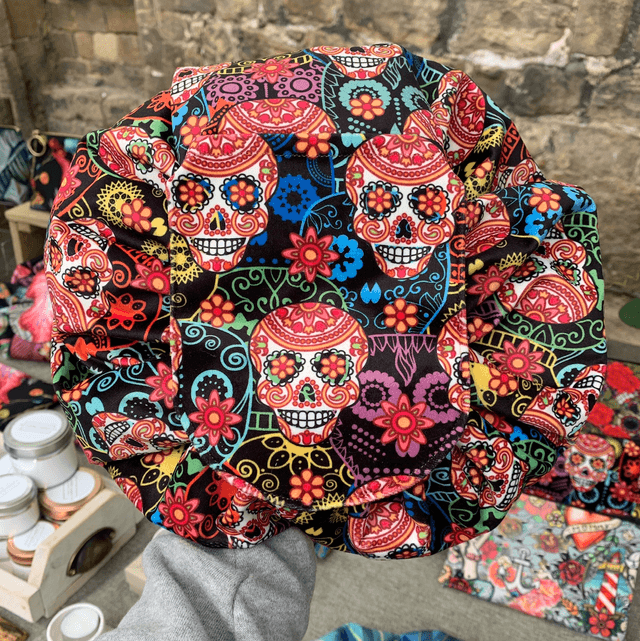 Handmade &quot;Carnival skulls&quot; folding make up bag