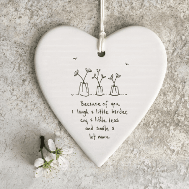 Because of you hanging heart