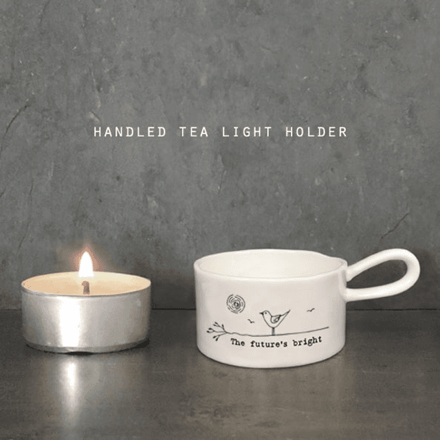 “The futures bright” handled tealight holder