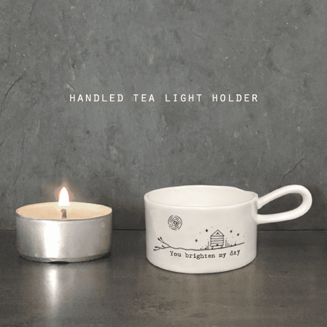 ”You brighten my day” handled tealight holder
