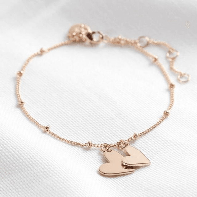 Lisa Angel Falling Double Hearts on satellite chain bracelet