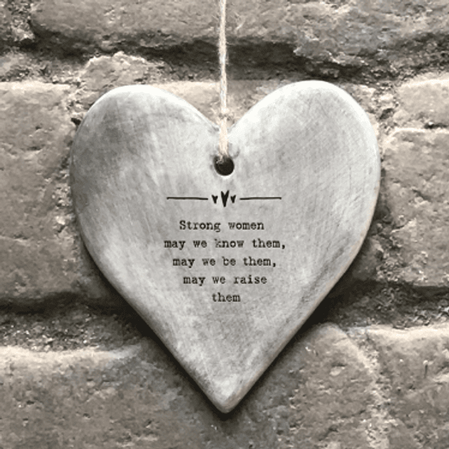 Strong women rustic hanging heart