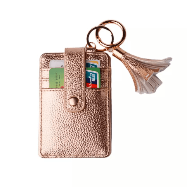 Card holder keyring purse rose gold