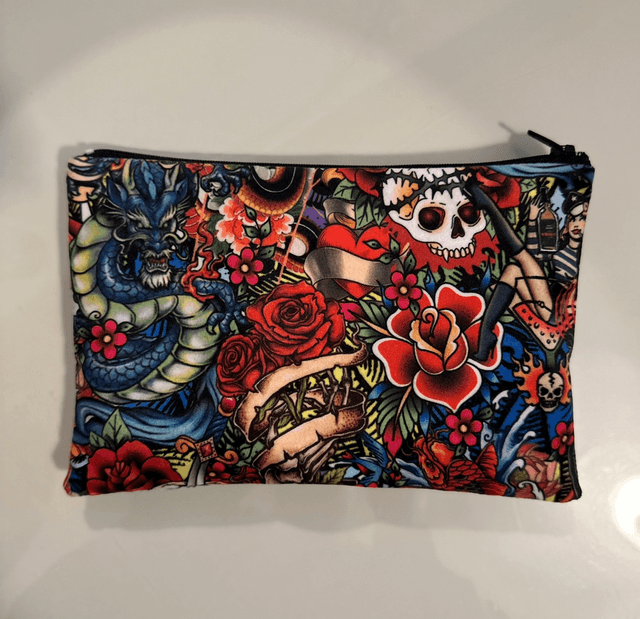 Handmade &quot;Old school tattoo&quot; clutch bag