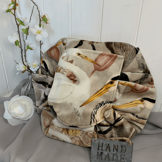 Handmade &quot;Herald of herons&quot; folding make up bag